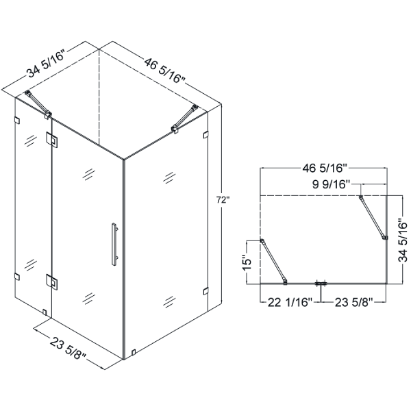 ANZZI SD-AZ03-01 Archon Series Frameless Hinged Reversible Shower Door