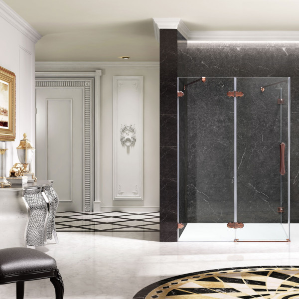 ANZZI SD-AZ25BZ Deacon Shower Enclosure In Antiqued Bronze With Clear Glass