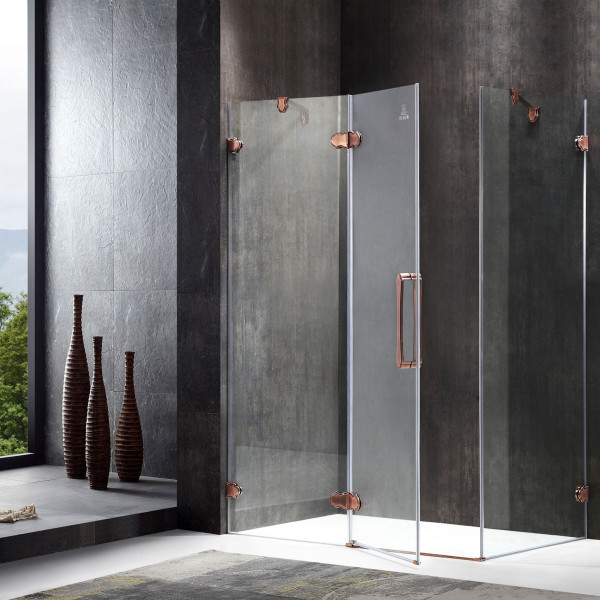 ANZZI SD-AZ25BZ Deacon Shower Enclosure In Antiqued Bronze With Clear Glass