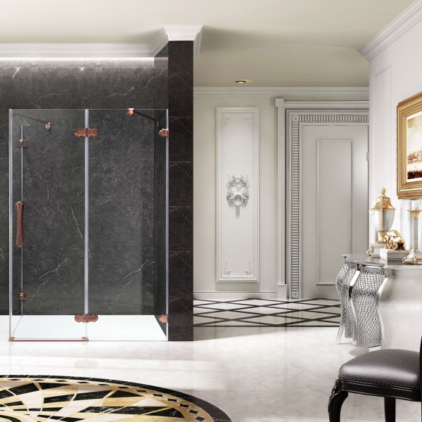 ANZZI SD-AZ25BZ Deacon Shower Enclosure In Antiqued Bronze With Clear Glass