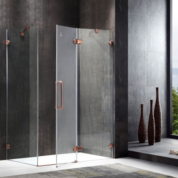 ANZZI SD-AZ25BZ Deacon Shower Enclosure In Antiqued Bronze With Clear Glass
