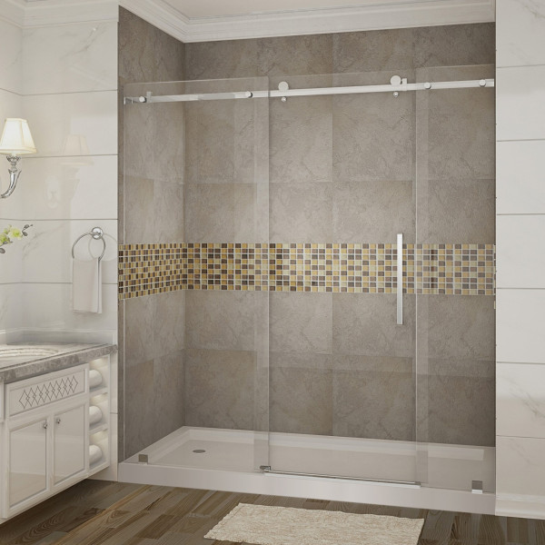 Aston SDR976-TR-..-72-10-L Sliding Shower Door With Base and Left Drain