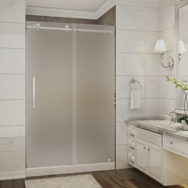 Aston Global SDR976F-TR-..-48-10-M Sliding Shower Door w/ Center Drain Base