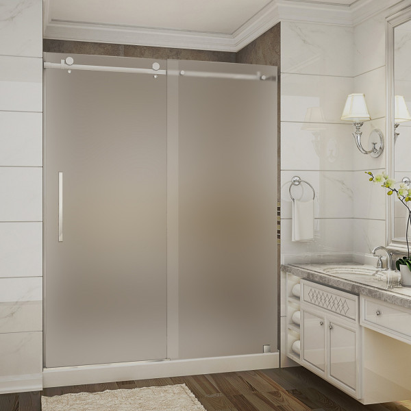 Aston SDR976F-TR-..-60-10-M Frameless Sliding Shower Door w/ Center Base