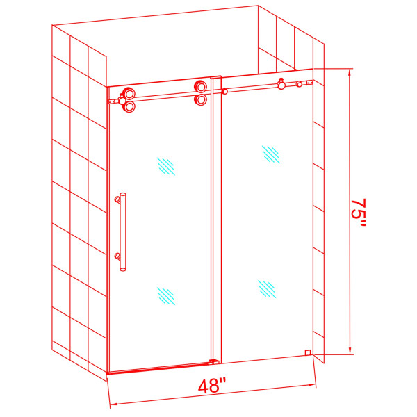 Aston Global SDR978-..-48-10 Langham Frameless Sliding Shower Door