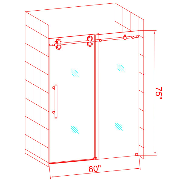 Aston Global SDR978-..-60-10 Langham Frameless Sliding Shower Door