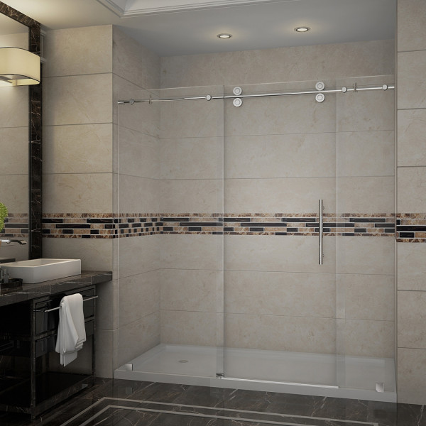 Aston Global SDR978-TR-..-72-10-L Left Drain Sliding Shower Door With Base
