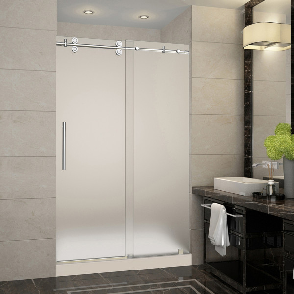 Aston SDR978F-TR-..-48-10-L Langham Frosted Shower Door w/ Shower Left Base