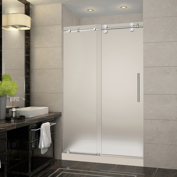 Aston SDR978F-TR-..-48-10-R Langham Glass Shower Door w/ Shower Right Base