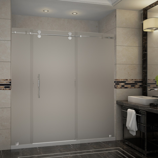Aston SDR978F-TR-..-72-10-L Langham Frosted Shower Door w/ Left Drain Base