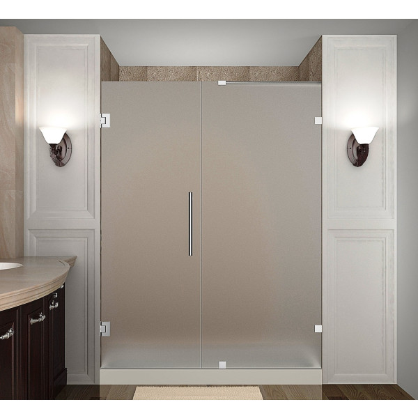 Aston SDR985F-..-62-10 62" x 72" Frameless Hinged Frosted Glass Shower Door