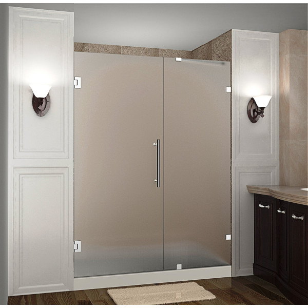 Aston SDR985F-..-67-10 67" x 72" Frameless Hinged Frosted Glass Shower Door