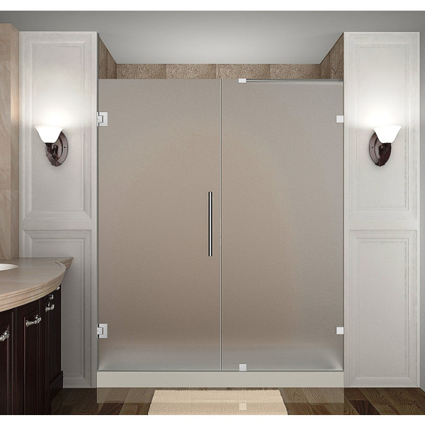 Aston SDR985F-..-74-10 74" x 72" Frameless Hinged Frosted Glass Shower Door