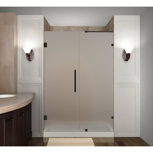 Aston SDR985F-..-49-10 49" x 72" Frameless Hinged Frosted Glass Shower Door