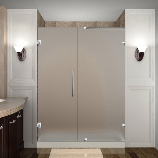 Aston SDR985F-..-59-10 59" x 72" Frameless Hinged Frosted Glass Shower Door