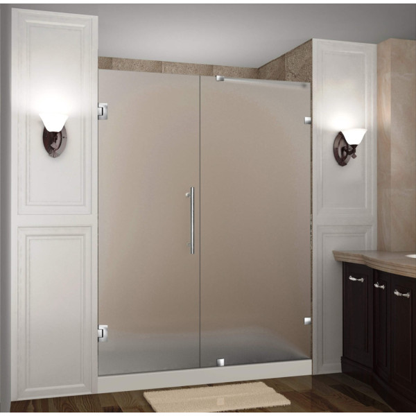 Aston SDR985F-..-61-10 61" x 72" Frameless Hinged Frosted Glass Shower Door