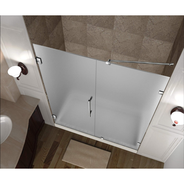 Aston SDR985F-..-64-10 64" x 72" Frameless Hinged Frosted Glass Shower Door