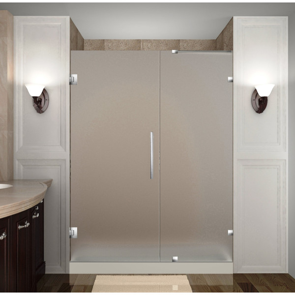 Aston SDR985F-..-69-10 69" x 72" Frameless Hinged Frosted Glass Shower Door