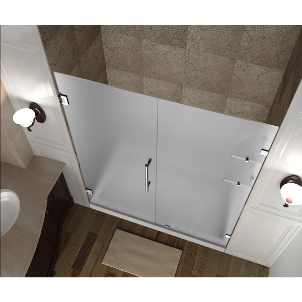 Aston SDR990F-..-37-10 37x72"  Frosted Glass Hinged Shower Door w/ Shelves