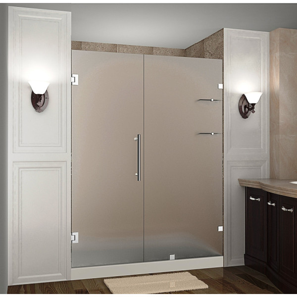 Aston SDR990F-..-60-10 60x72"  Frosted Glass Hinged Shower Door w/ Shelves