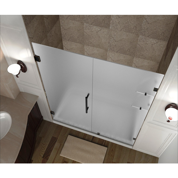 Aston SDR990F-..-48-10 48x72"  Frosted Glass Hinged Shower Door w/ Shelves
