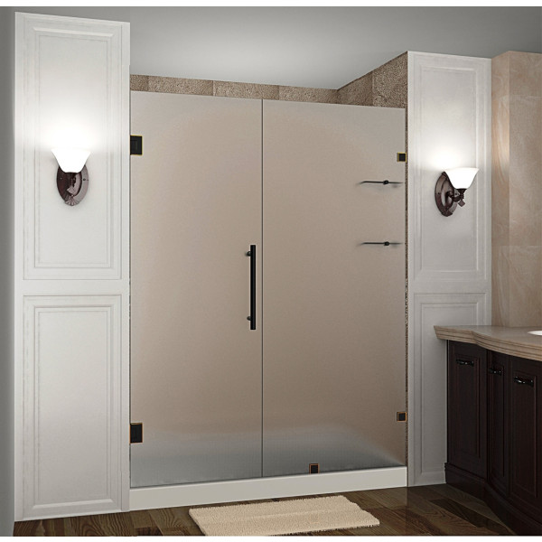 Aston SDR990F-..-59-10 59x72"  Frosted Glass Hinged Shower Door w/ Shelves