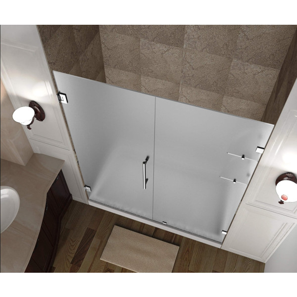Aston SDR990F-..-55-10 55x72"  Frosted Glass Hinged Shower Door w/ Shelves