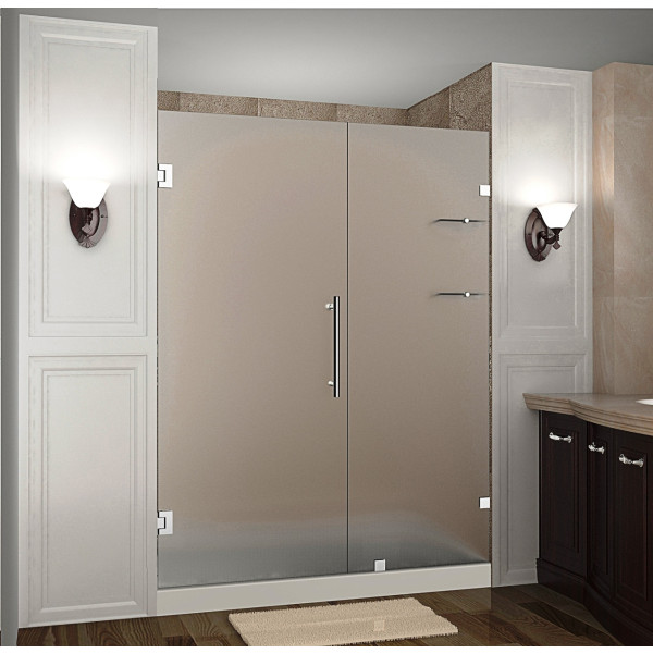 Aston SDR990F-..-68-10 68x72"  Frosted Glass Hinged Shower Door w/ Shelves