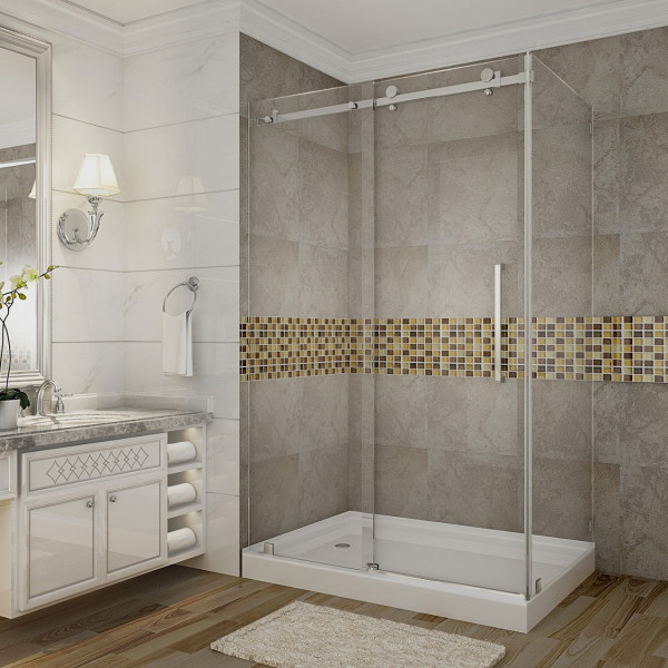 Aston SEN976-TR-..-48-10-L Moselle Frameless Sliding Shower Door Enclosure