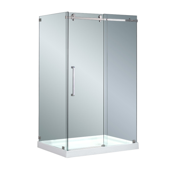 Aston SEN976-TR-..-48-10-R Frameless Sliding Shower Door Enclosure w/ Base