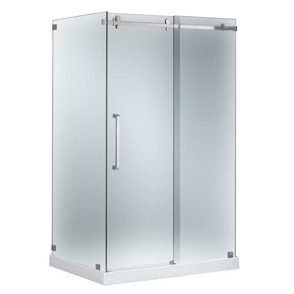 Aston SEN976F-TR-..-48-10-L Frosted Sliding Shower Door w/ Base Left Drain
