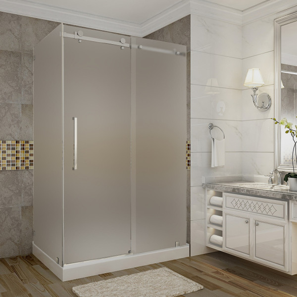 Aston SEN976F-TR-..-48-10-L Frosted Sliding Shower Door w/ Base Left Drain