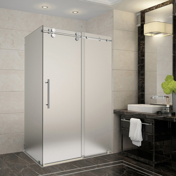 Aston Global SEN979F-..-48-10 Frameless Frosted Sliding Shower Enclosure