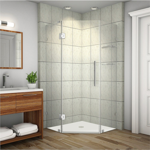 Aston SEN991-..-34-10 Frameless Neo-Angle Shower Enclosure w/ Glass Shelves