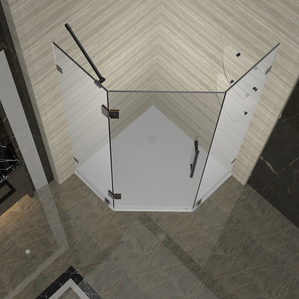 Aston SEN991-..-40-10 Frameless Neo-Angle Shower Enclosure w/ Glass Shelves