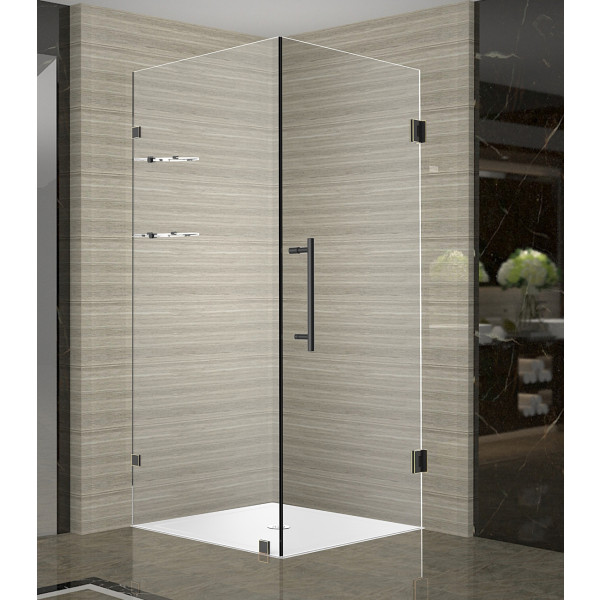 Aston SEN993-..-36-10 Frameless Square Shower Enclosure With Glass Shelves