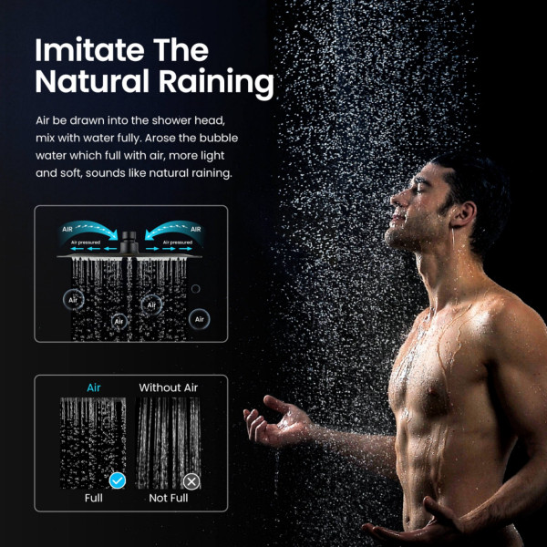 KIBI SH1003MB Cube 10" Metal Ultra Thin Profile Rain Shower Head 1.75 GPM