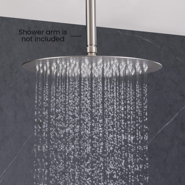 KIBI SH1201BN Circular 12" Metal Ultra Thin Profile Rain Shower Head 1.75 GPM