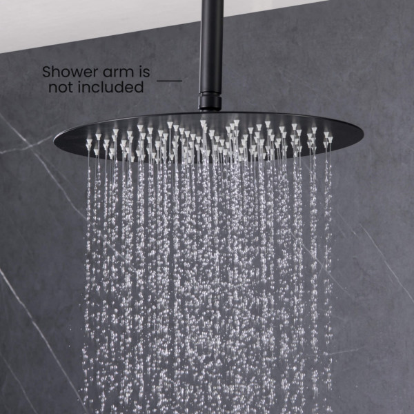 KIBI SH1201MB Circular 12" Metal Ultra Thin Profile Rain Shower Head 1.75 GPM