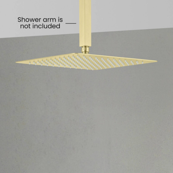 KIBI SH1202BG Cube 12" Metal Ultra Thin Profile Rain Shower Head 1.75 GPM