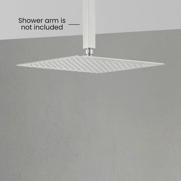 KIBI SH1202BN Cube 12" Metal Ultra Thin Profile Rain Shower Head 1.75 GPM