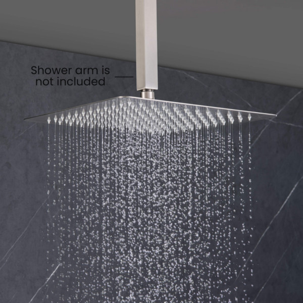 KIBI SH1202BN Cube 12" Metal Ultra Thin Profile Rain Shower Head 1.75 GPM
