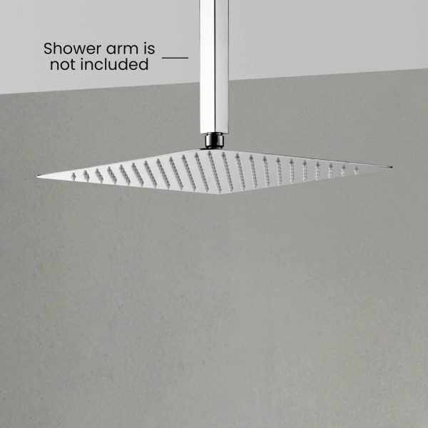 KIBI SH1202CH Cube 12" Metal Ultra Thin Profile Rain Shower Head 1.75 GPM