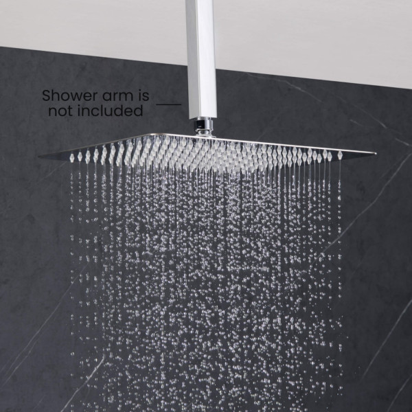 KIBI SH1202CH Cube 12" Metal Ultra Thin Profile Rain Shower Head 1.75 GPM