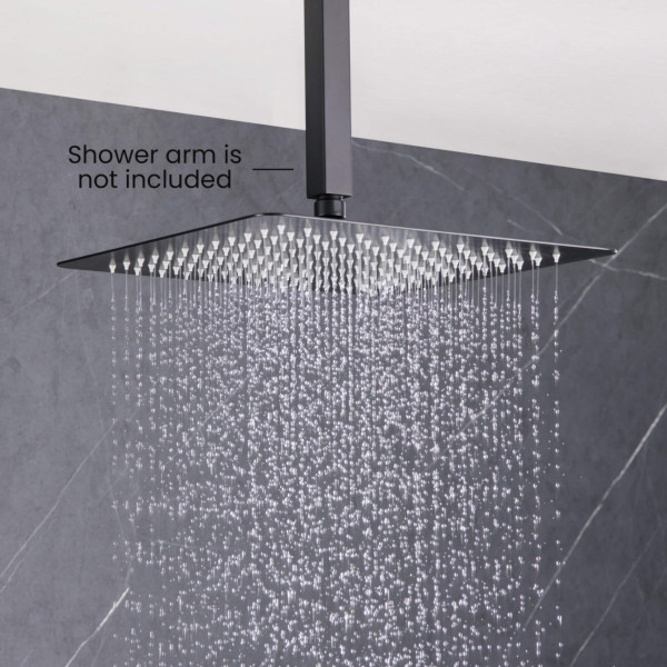 KIBI SH1202MB Cube 12" Metal Ultra Thin Profile Rain Shower Head 1.75 GPM