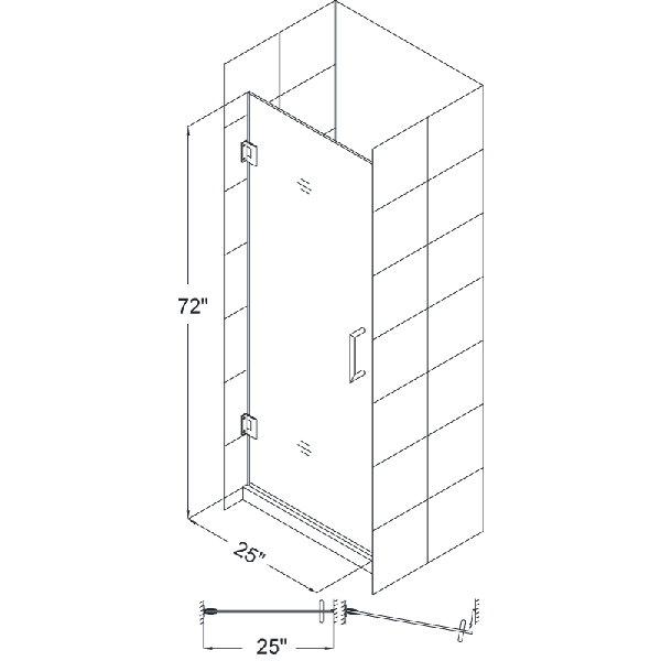 DreamLine SHDR-20257210F Unidoor 25 x 72" Frameless Clear Glass Shower Door