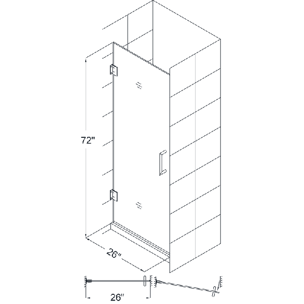 DreamLine SHDR-20267210F Unidoor 26 x 72" Frameless Clear Glass Shower Door