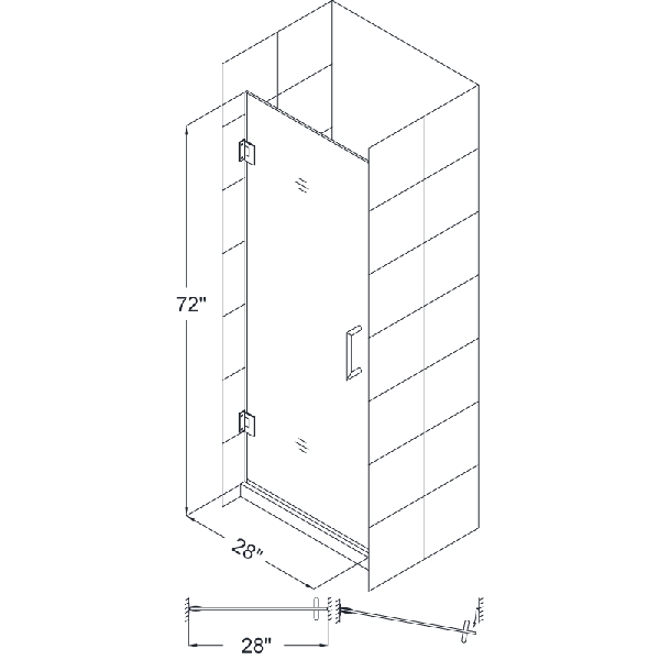 DreamLine SHDR-20287210F Unidoor 28 x 72" Frameless Clear Glass Shower Door