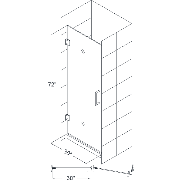 DreamLine SHDR-20307210F Unidoor 30 x 72" Frameless Clear Glass Shower Door