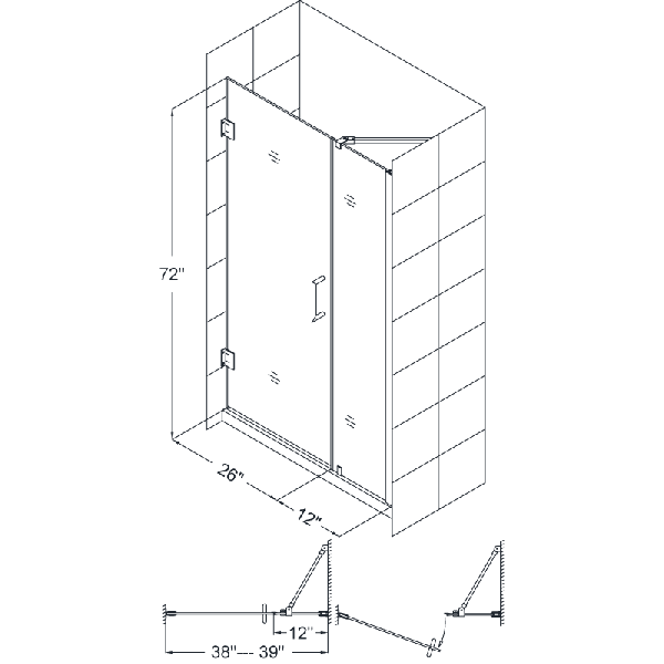 DreamLine SHDR-20387210 Unidoor Frameless 38-39" Adjustable Shower Door